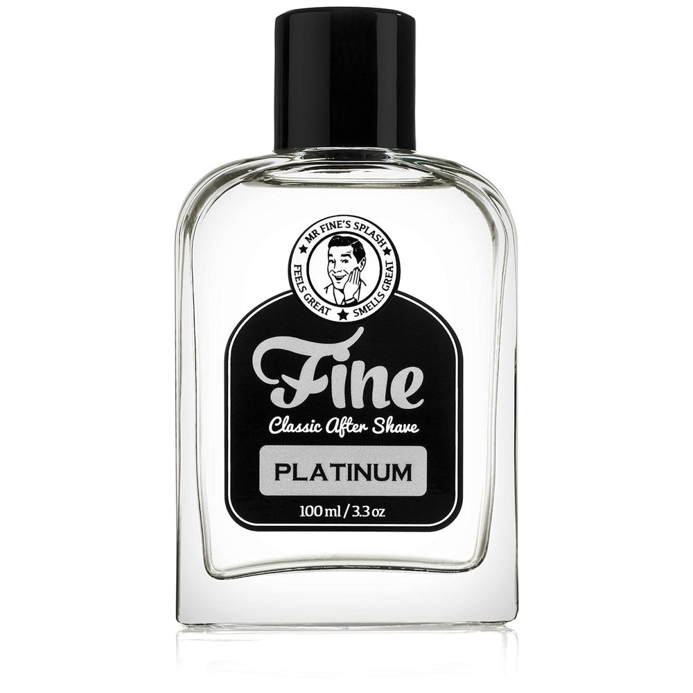 Mr. Fine aftershave bottle closeup for a refreshing grooming ritual