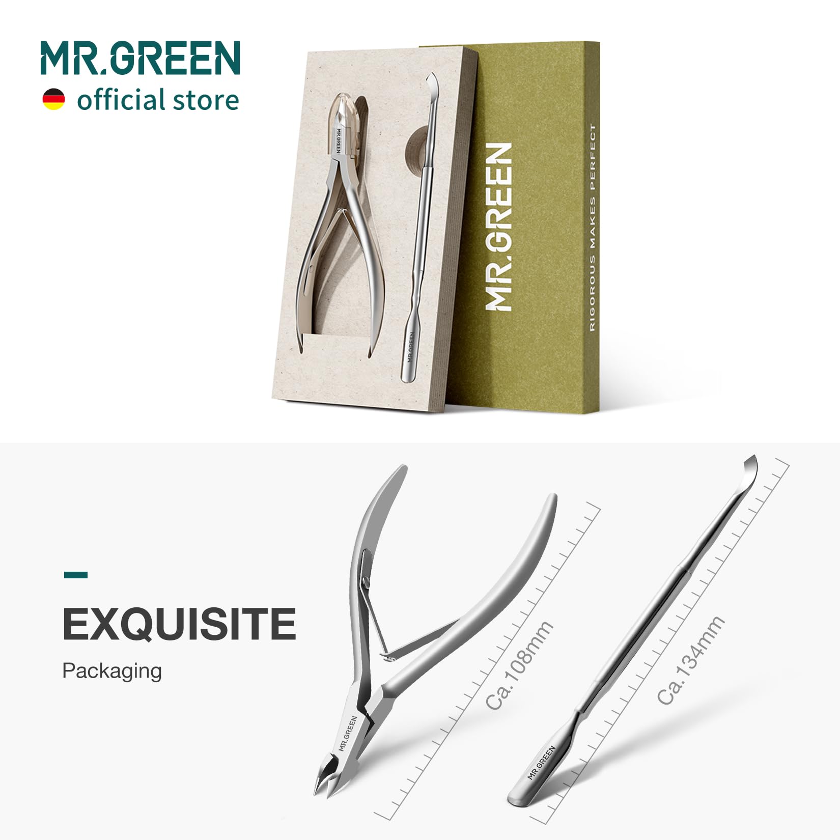 MR.GREEN Cuticle Nippers packaging display shows compact, professional tool ready for use.