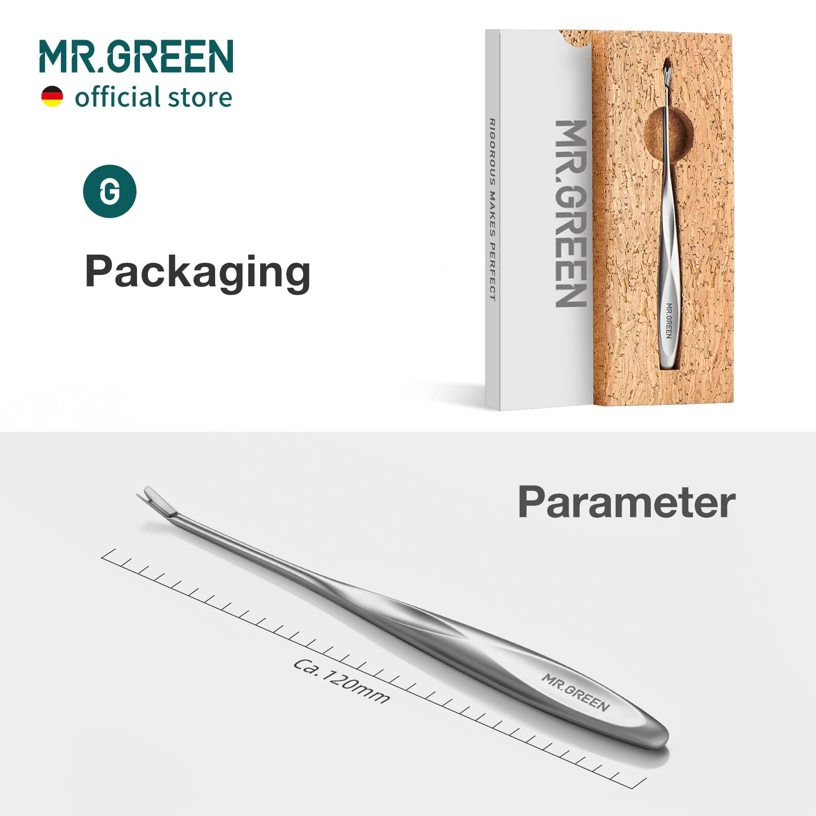MR.GREEN Cuticle Pusher made of medical grade stainless steel resists rust.