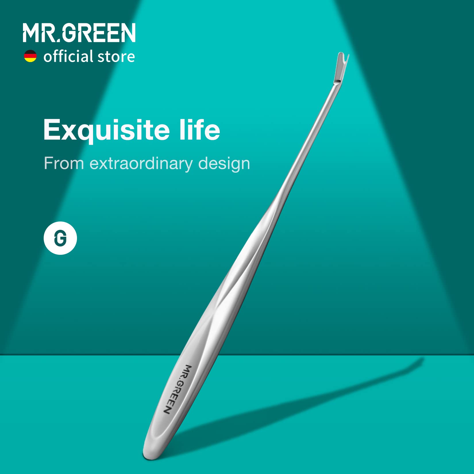 MR.GREEN Cuticle Pusher stainless steel body provides rust resistance and lasting durability.