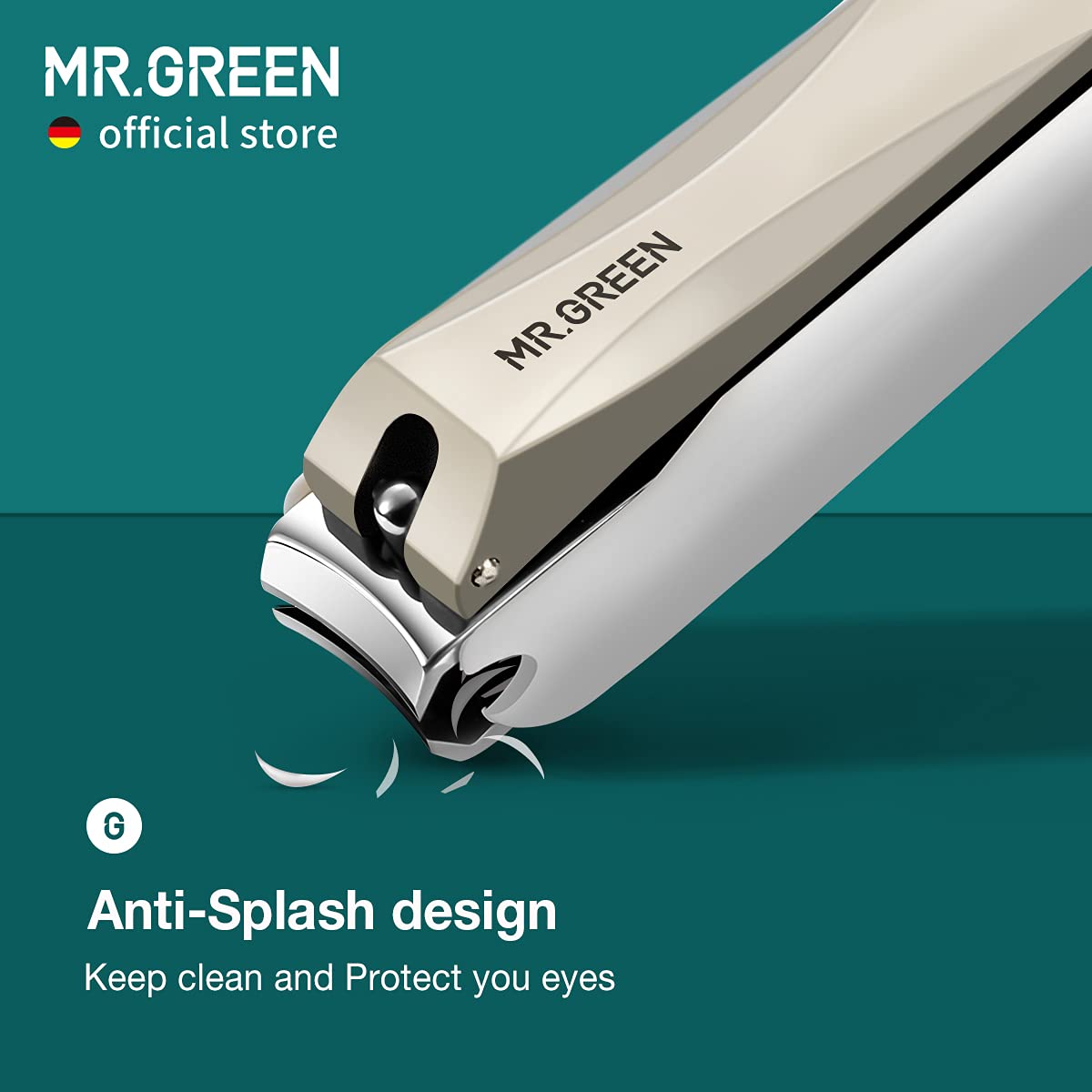 MR.GREEN detachable design nail cutter shown for easy cleaning and sanitation.