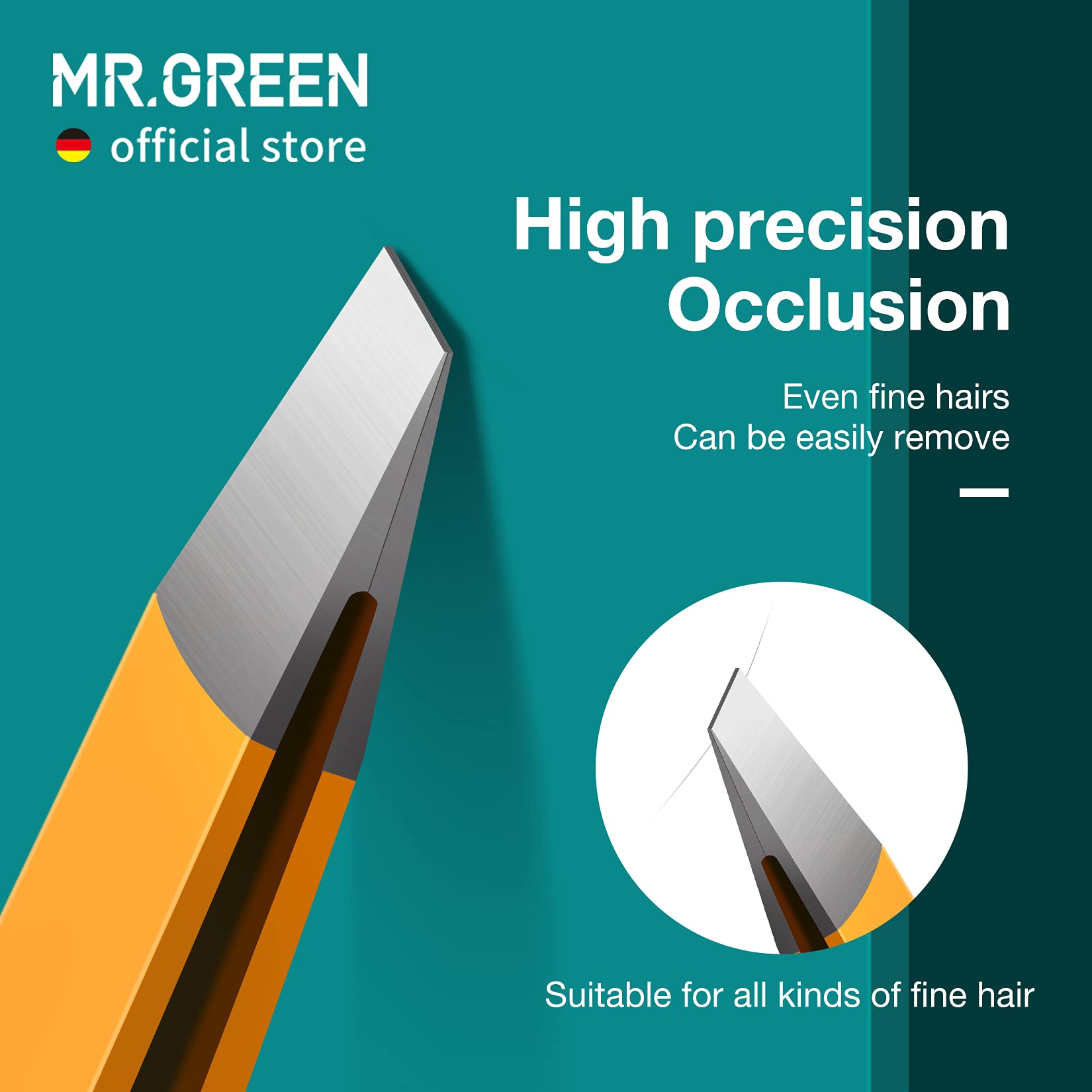 MR.GREEN eyebrow tweezers orange plating provides non-slip grip for precise plucking