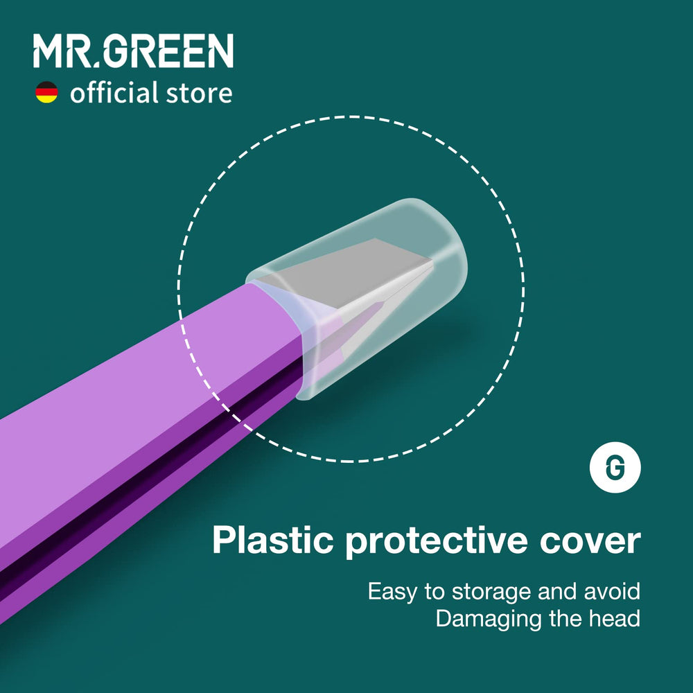 MR.GREEN Eyebrow Tweezers purple storage cover helps protect the head and extend tool life