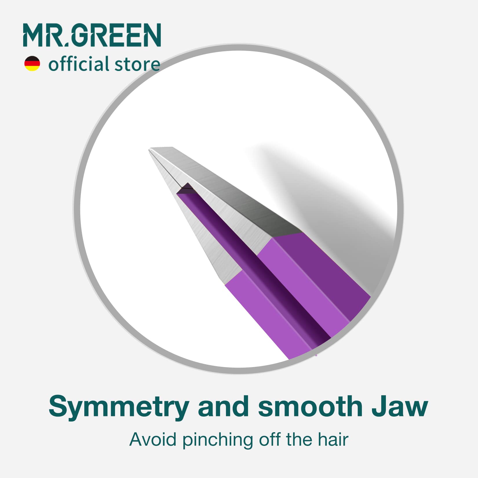 MR.GREEN Eyebrow Tweezers purple two-stage spring design promotes balanced tension and comfortable use