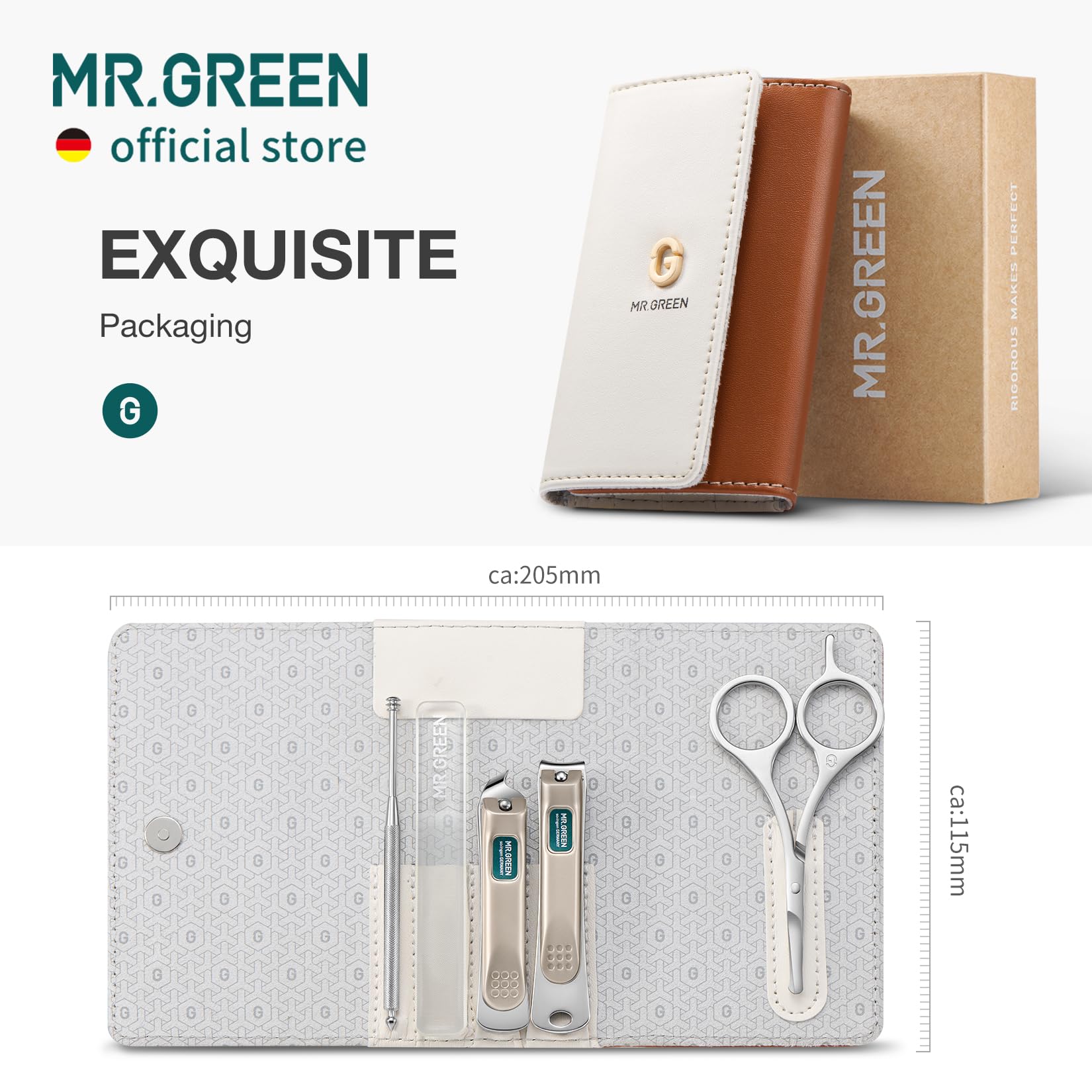 MR.GREEN Facial fine hair scissors in brown case for precise grooming