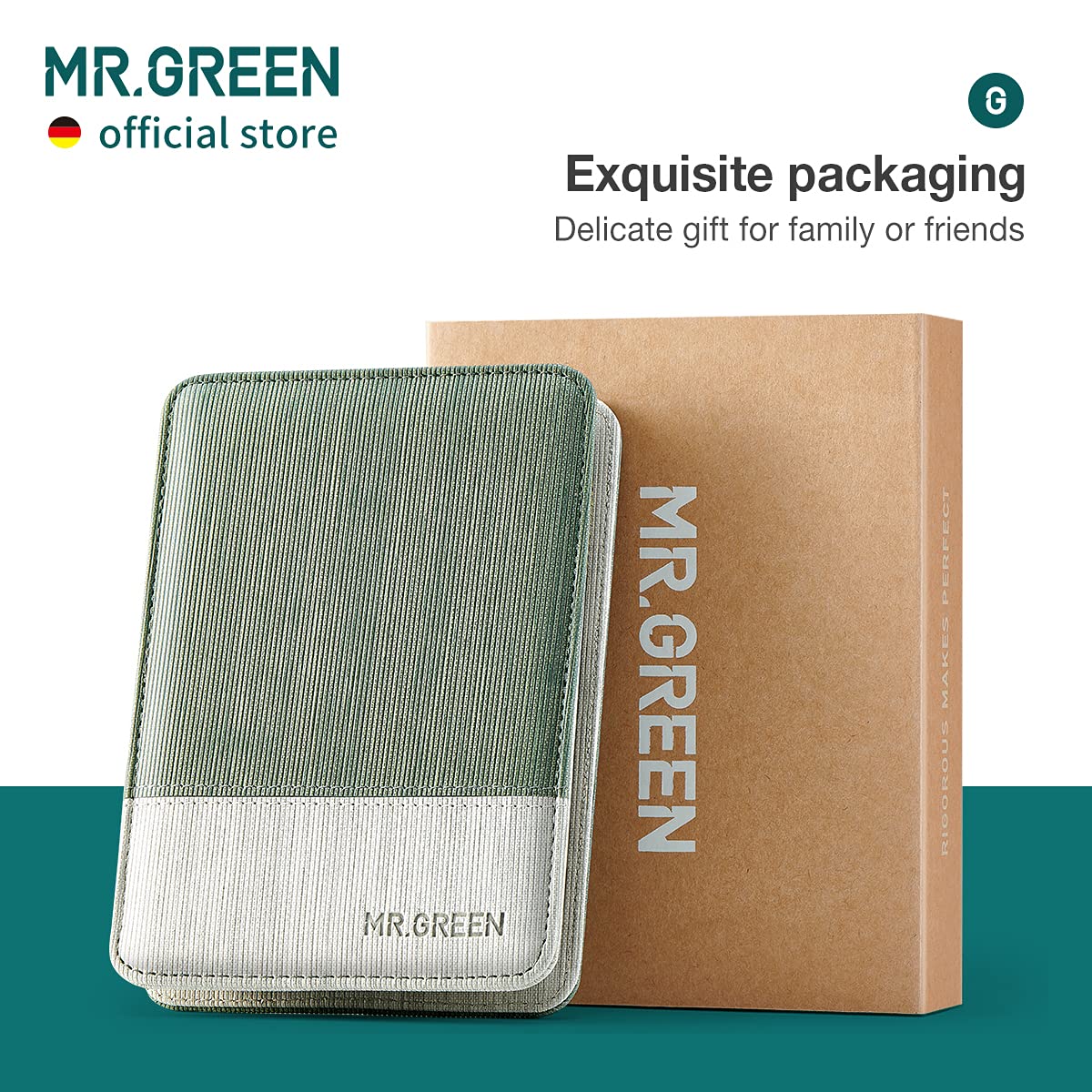 MR.GREEN facial hair scissors enable clean trimming with control.