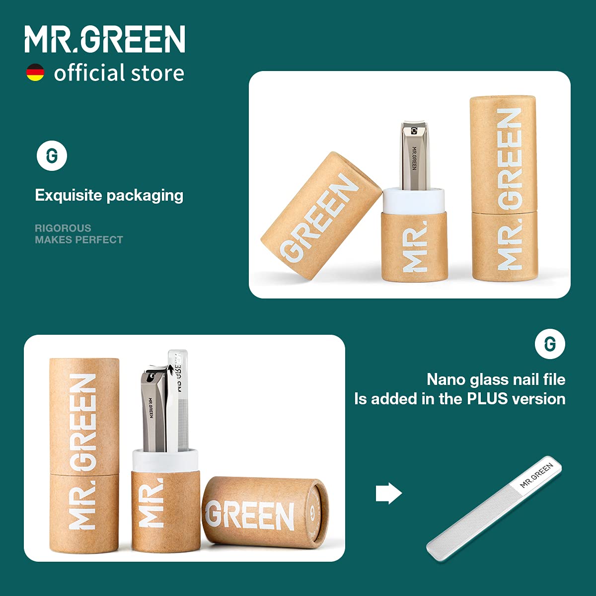 MR.GREEN fish-scale pattern bottom file aids smoothing nail edges.