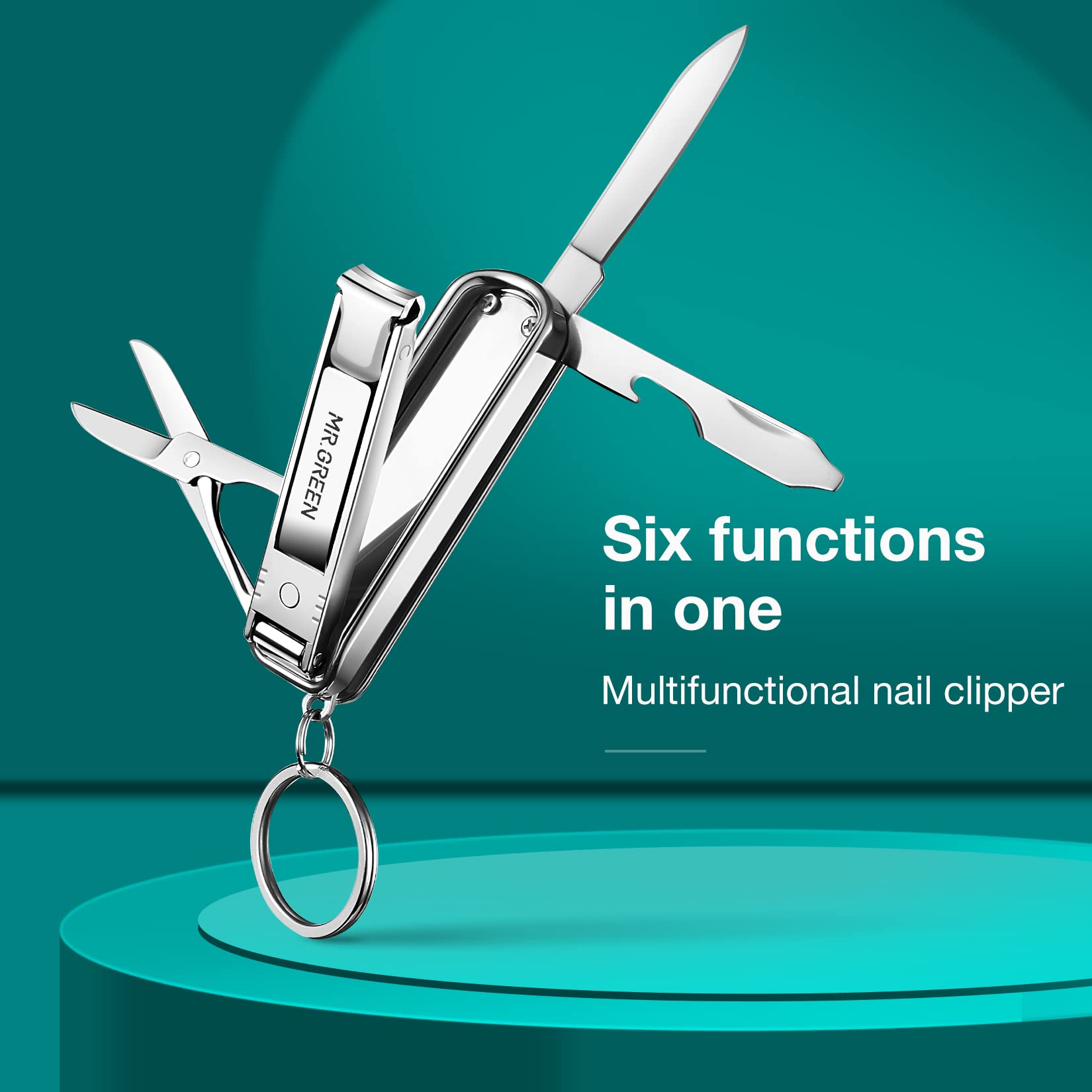 MR.GREEN multifunctional nail clipper folded compact demonstrates portability for on-the-go use.