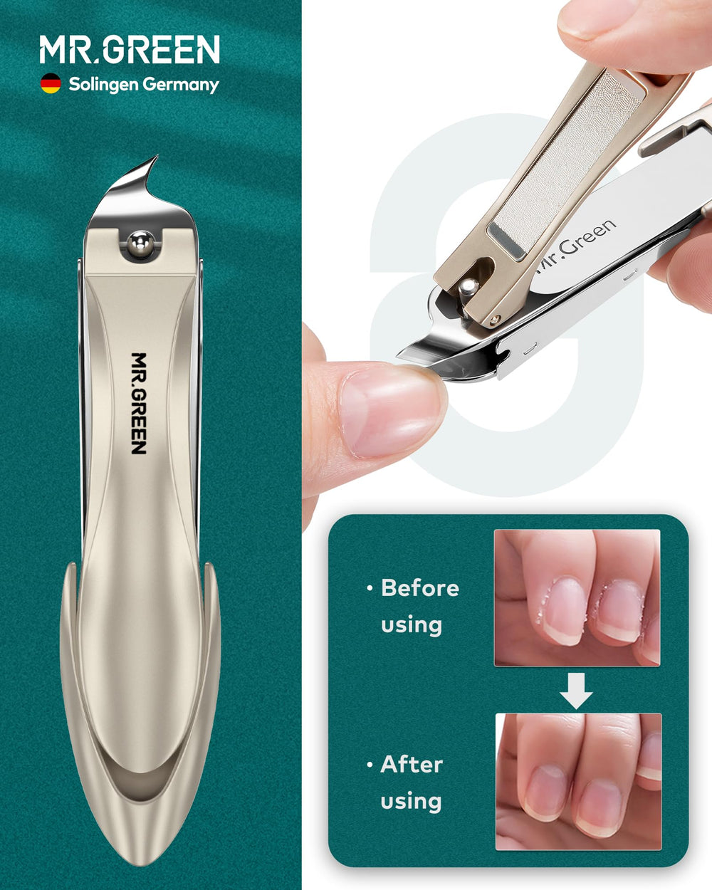 MR.GREEN Nail clipper with catcher for mess-free trimming