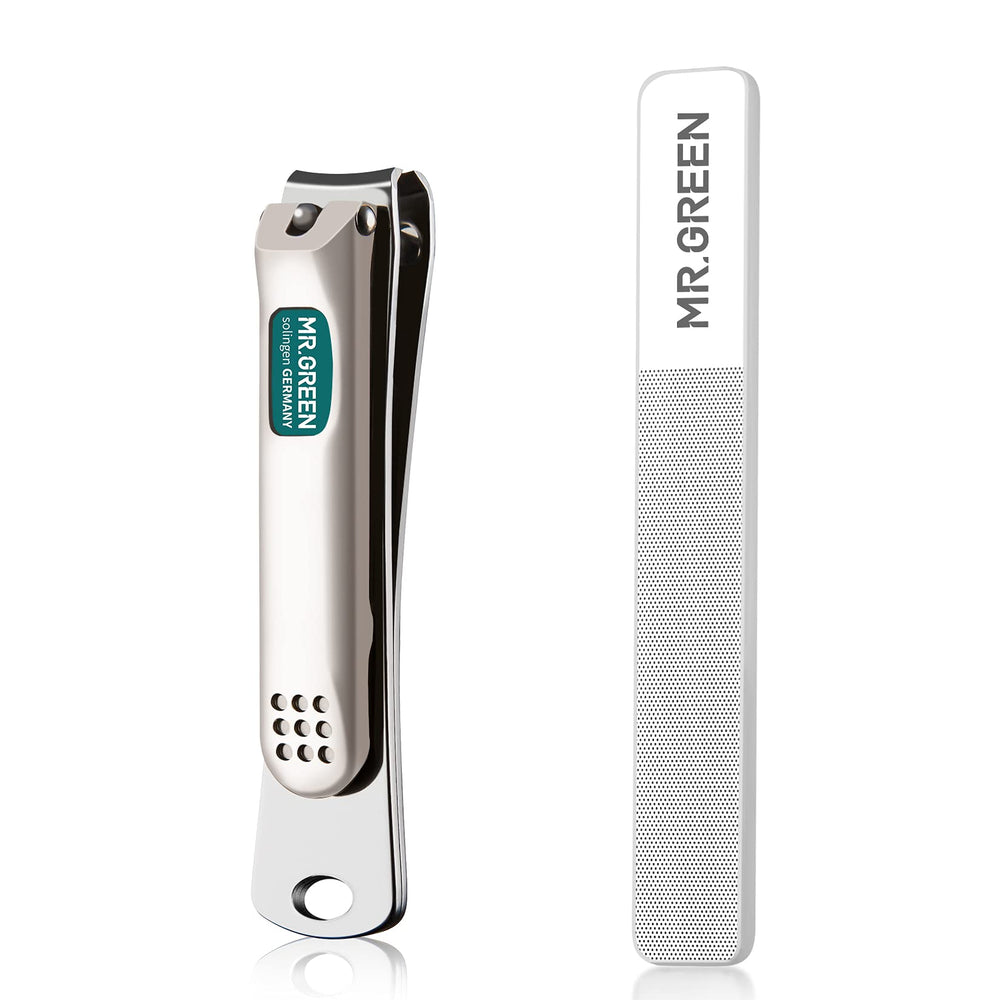 MR.GREEN Nail Clippers curved blades close-up showing precision trimming and control.