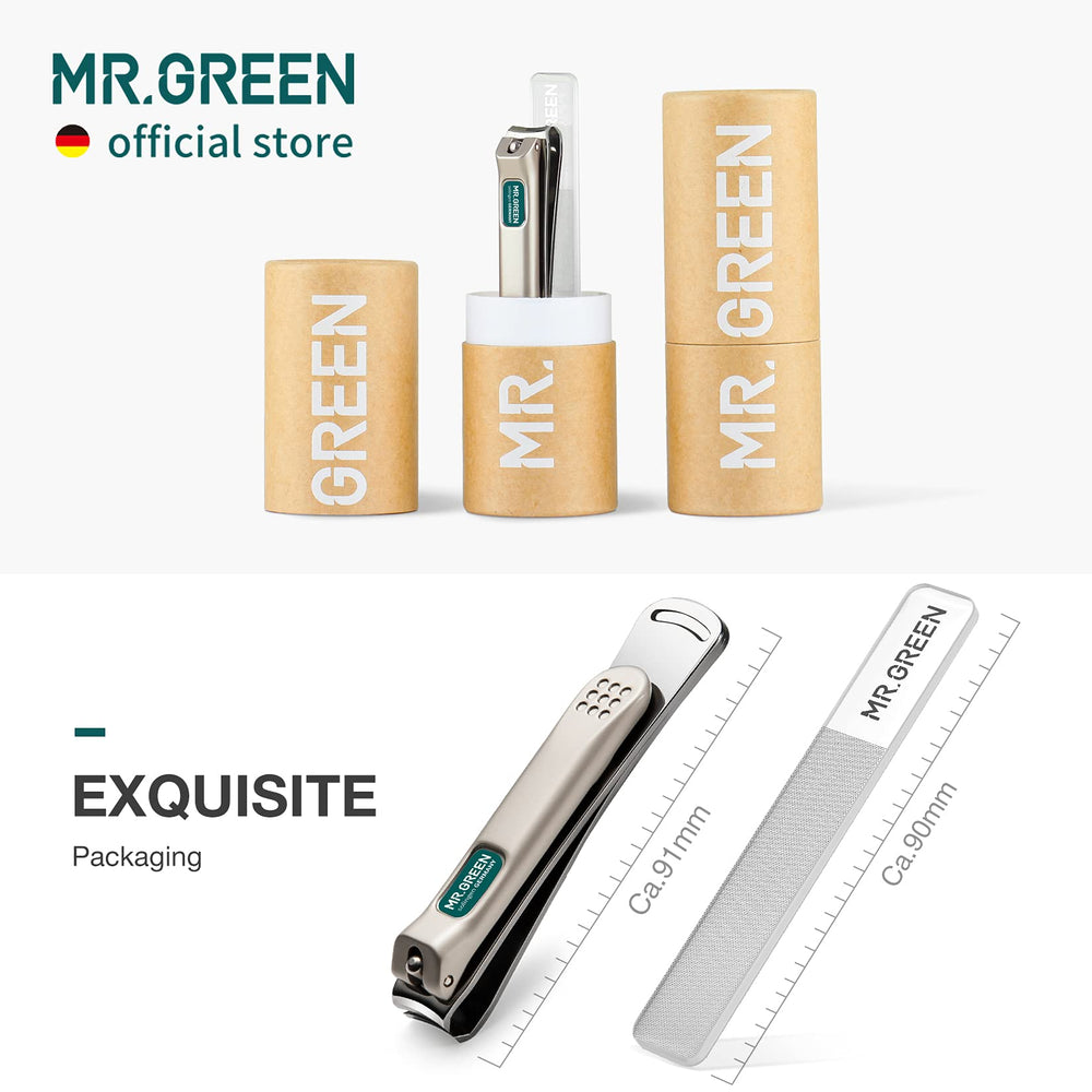 MR.GREEN medium-blue nail clippers add style while delivering precise cuts.