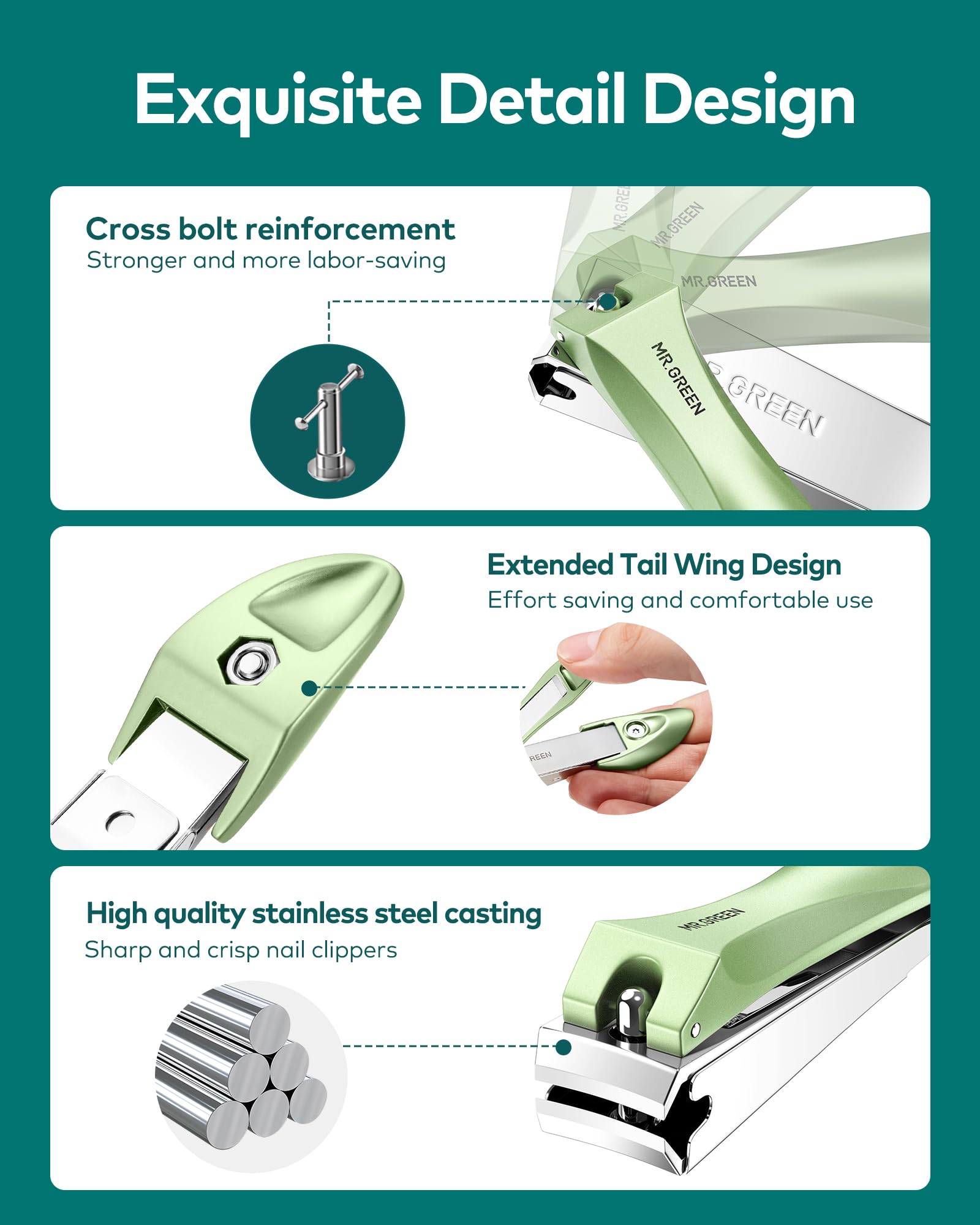 MR.GREEN embedded nail file smooths edges during grooming