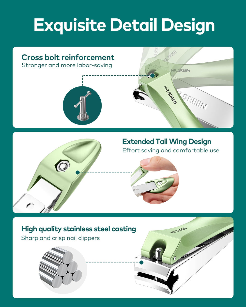 MR.GREEN embedded nail file smooths edges during grooming