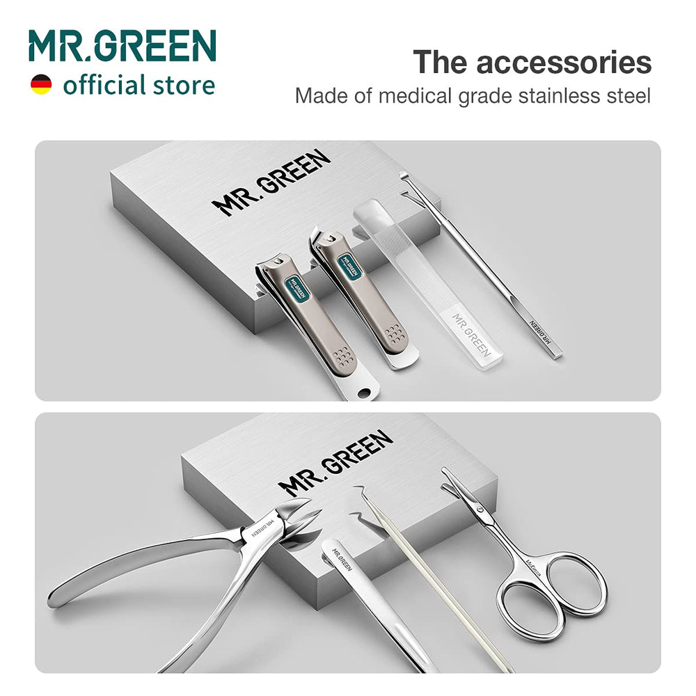 MR.GREEN nano-glass nail file captured for smooth, gentle nail finishing.