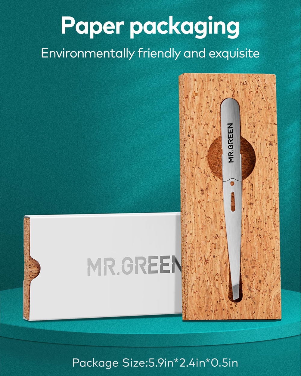 MR.GREEN tweezers compact portable design ideal for travel touch-ups.