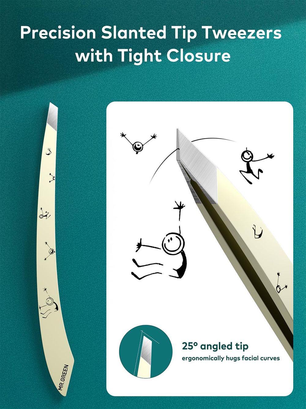MR.GREEN tweezers widened grip handle area for steady plucking