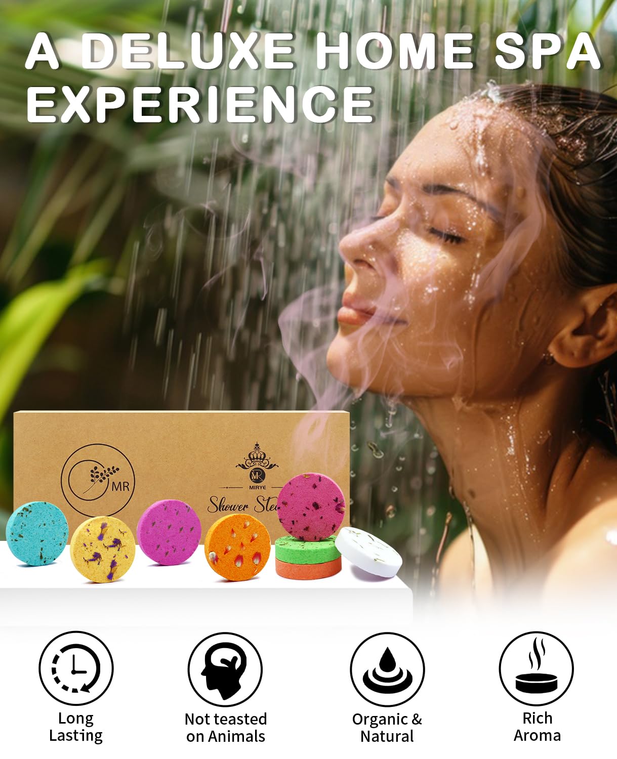MR MIRYE Camellia shower steamer adds gentle sweetness for a luxurious home spa moment.