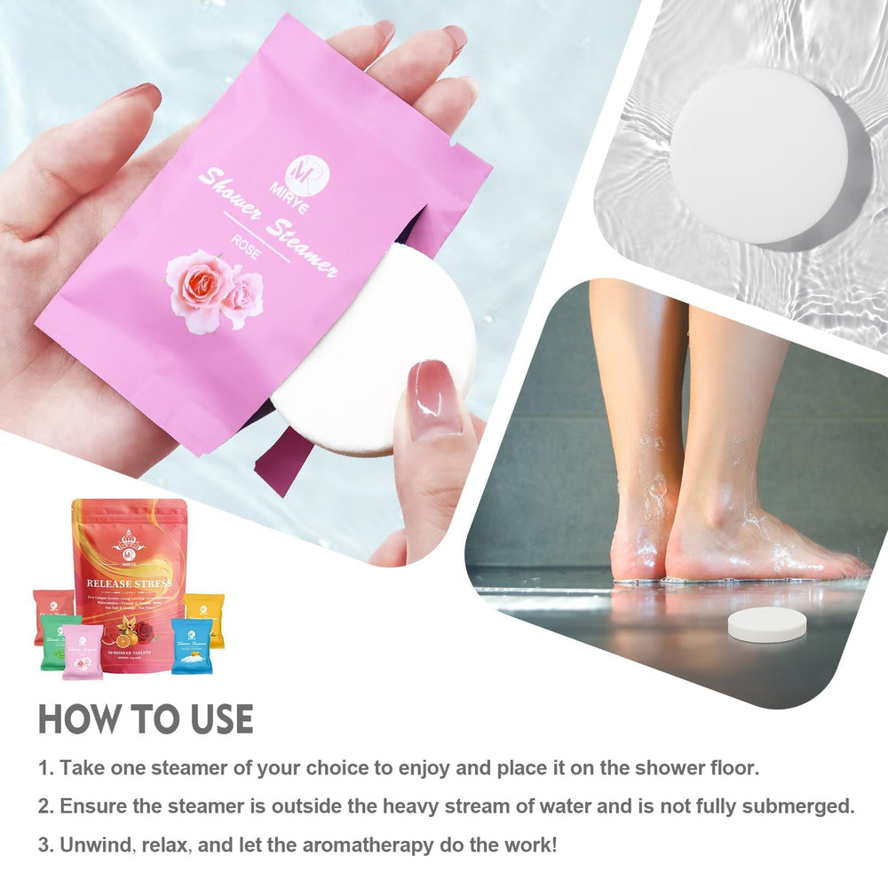 MR MIRYE Rose shower steamer delivers floral warmth for relaxing self-care moments.