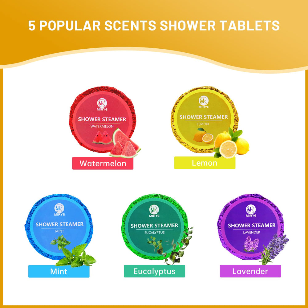 MR MIRYE Eucalyptus shower steamer tablets close-up showcases refreshing aromatherapy benefits.
