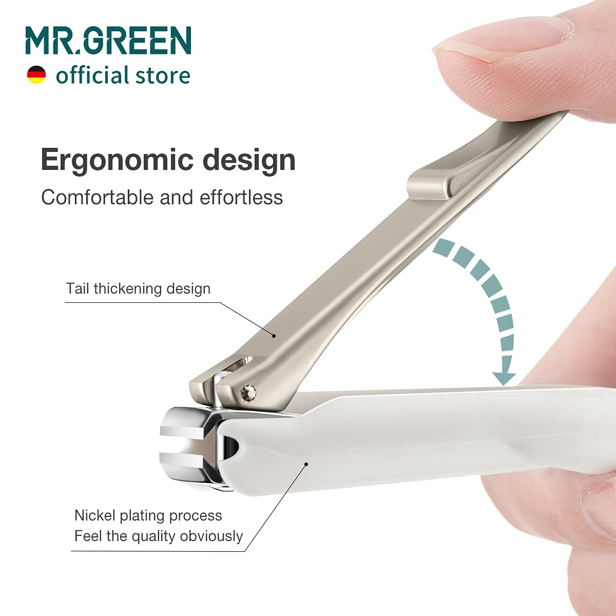 MR.GREEN nail clippers stainless steel texture emphasizes rust resistance and premium feel