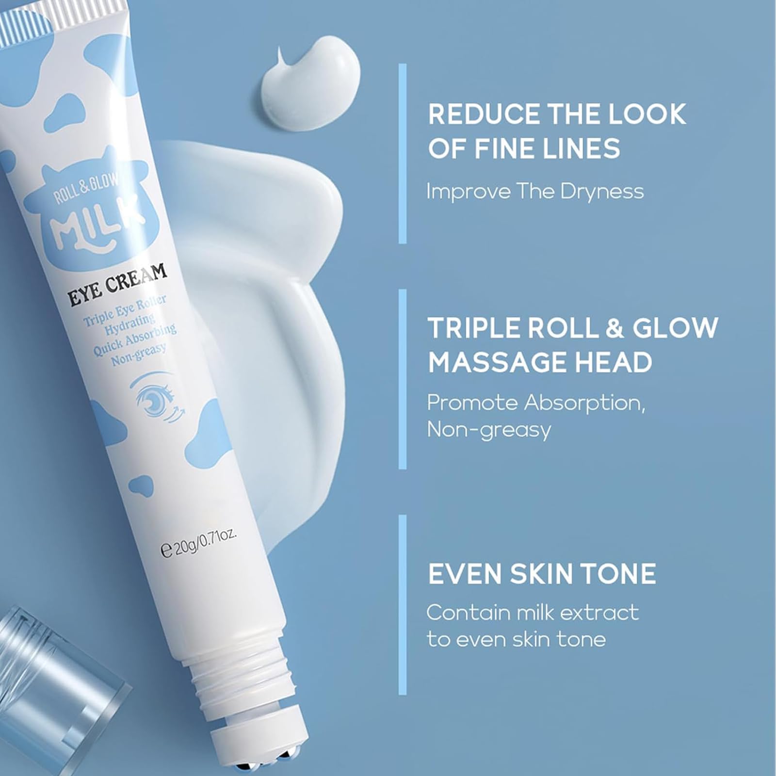 MrCuvaryas Milk Skincare Set eye cream to brighten under eyes and reduce puffiness.