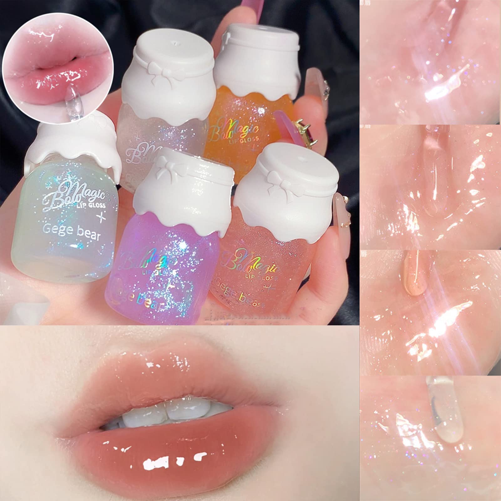 Mrettick shimmer-application gloss demonstrates layering over matte lipstick for lasting shine.
