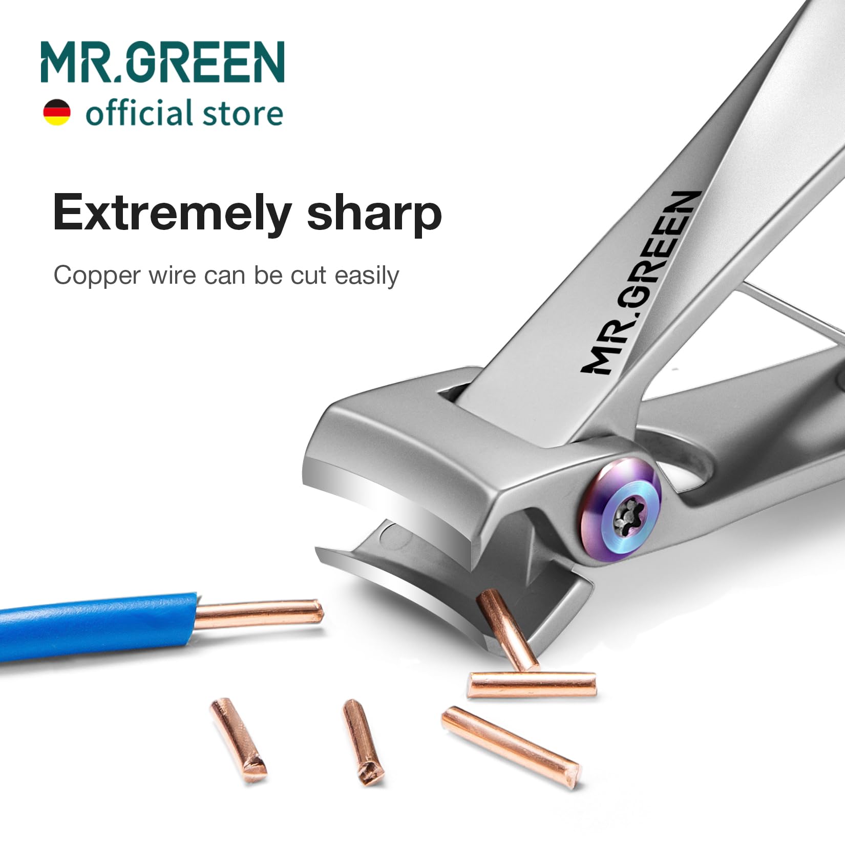 MR.GREEN clipper performing copper wire test to show sharp edge