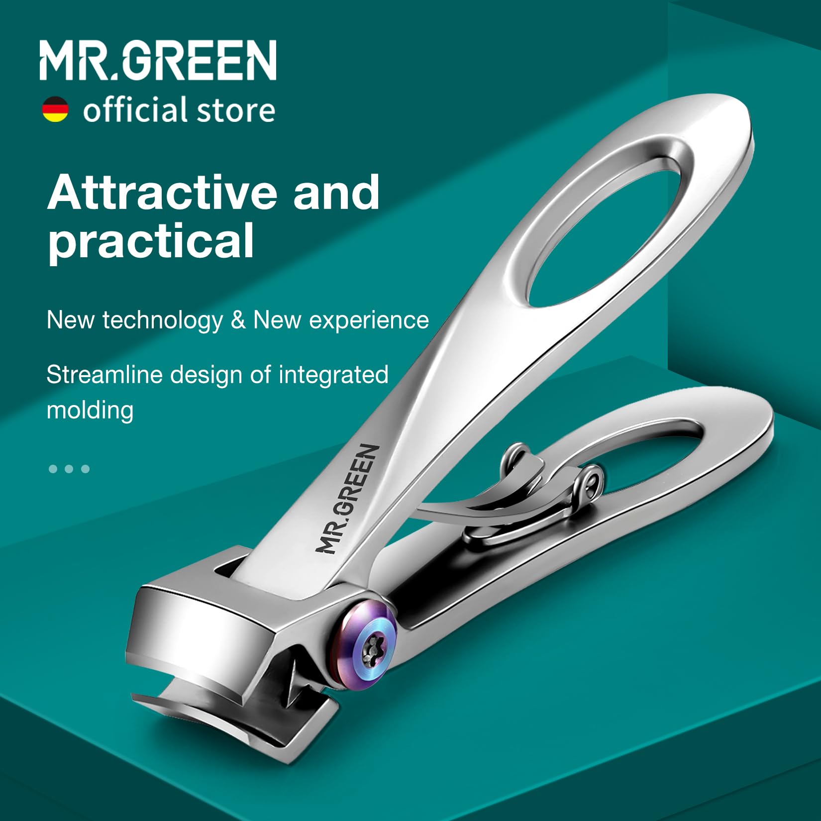 MR.GREEN nail clippers showing stainless steel body and rust resistance