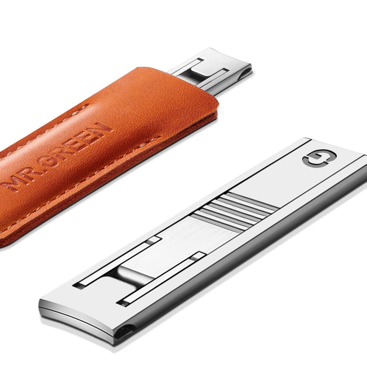 MR.GREEN ultra-thin nail clippers metal close-up shows precise clean cuts