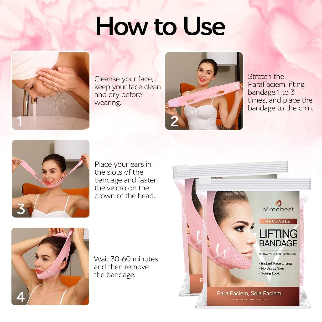 Mroobest ParaFaciem double chin reduction visual with bandage for clearer neck line.