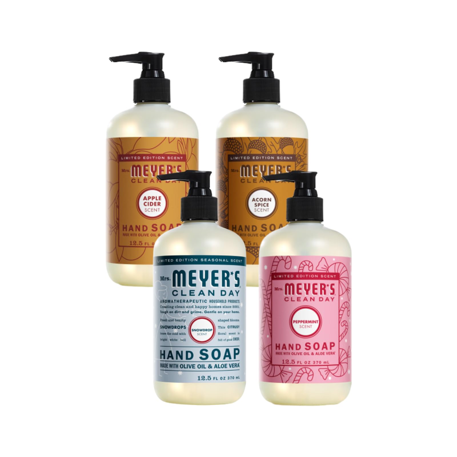 Mrs. Meyer’s Apple Cider hand soap bottle shows orchard-fresh scent for daily cleansing