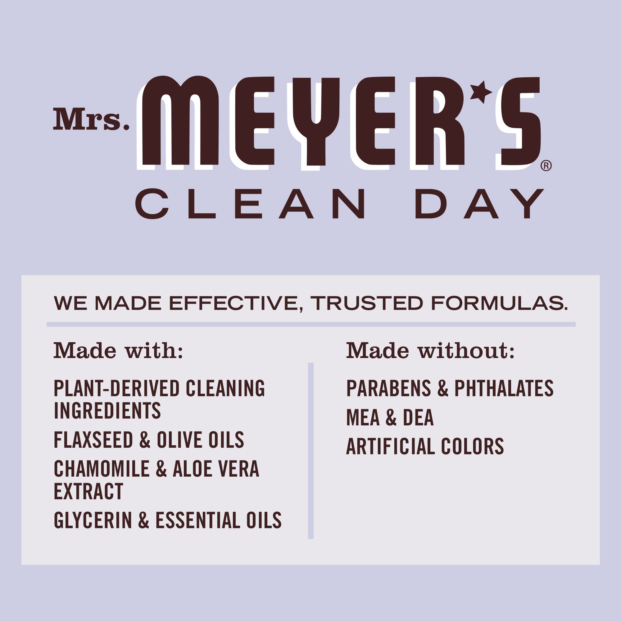 Mrs. Meyer's Clean Day Aloe vera ingredient detail highlights nourishment