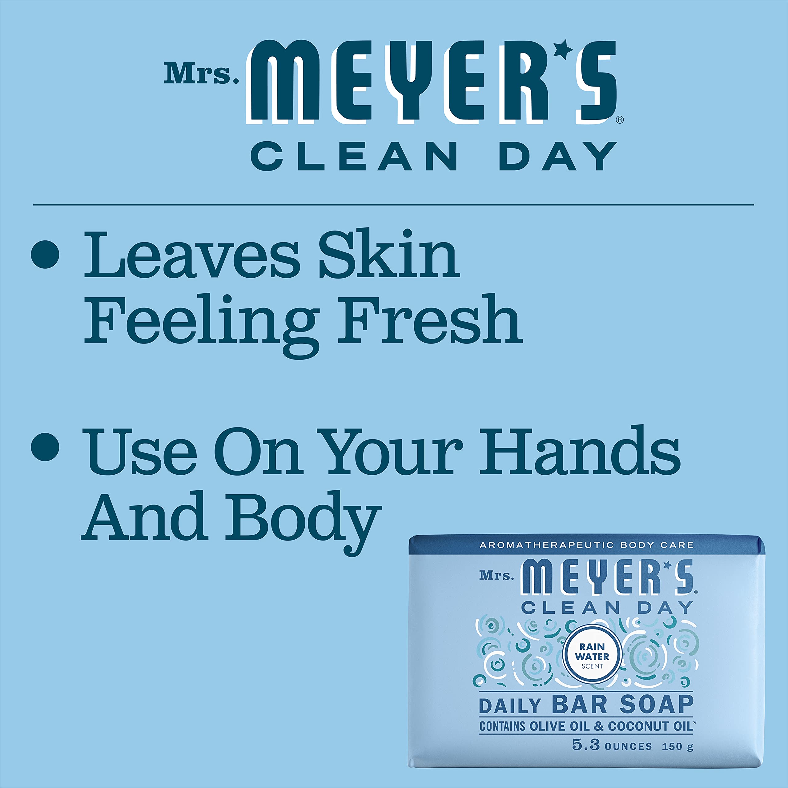 Mrs. Meyer's Clean Day bar soap formula featuring almond and coconut oils.