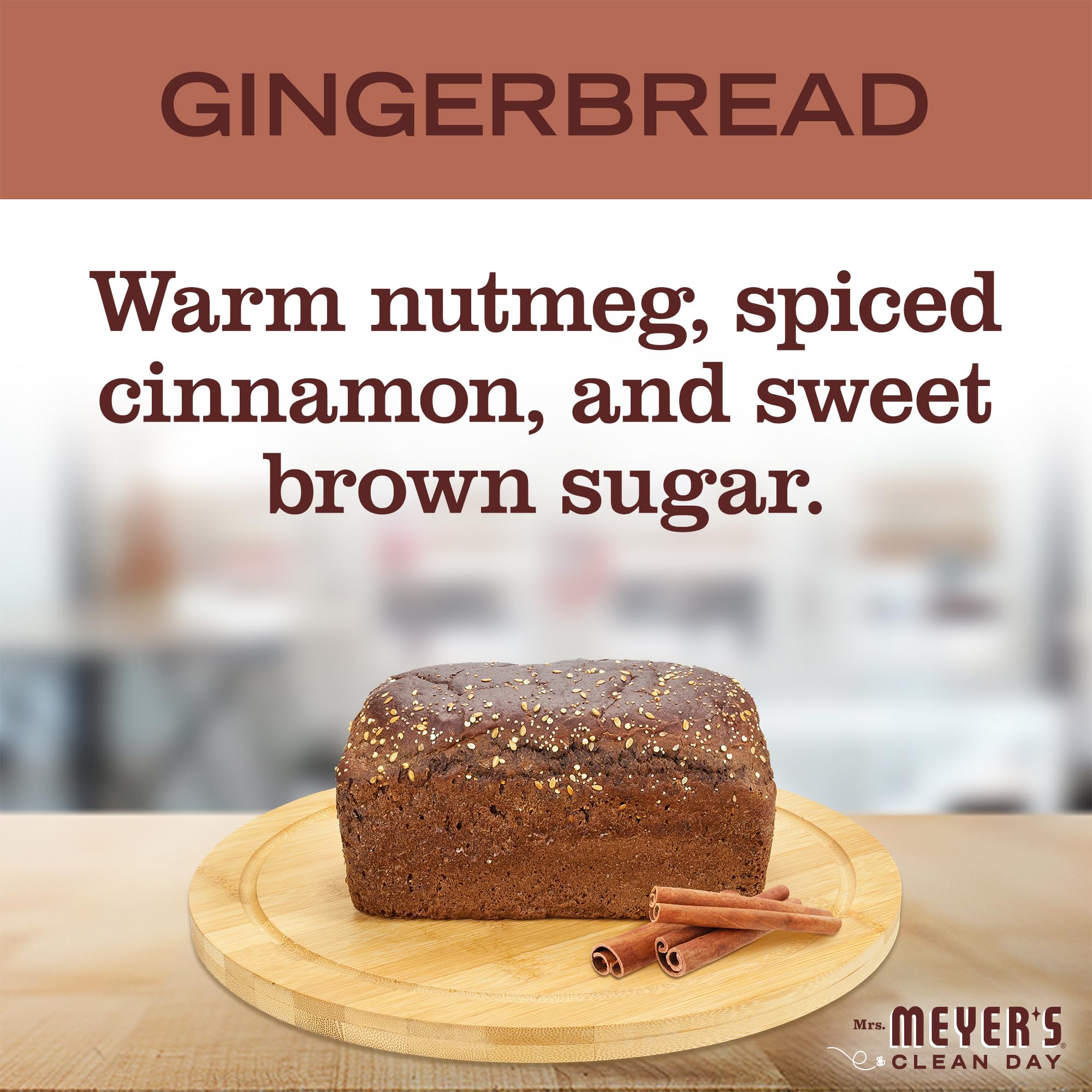 Mrs. Meyer's Gingerbread on shelf with three-pack display
