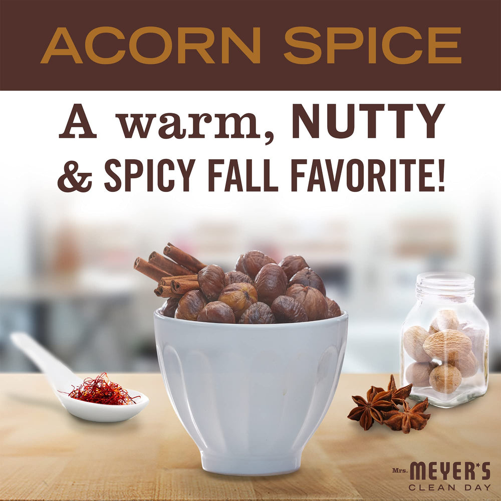 Close-up label of Acorn Spice showing cruelty-free claim and fragrance details