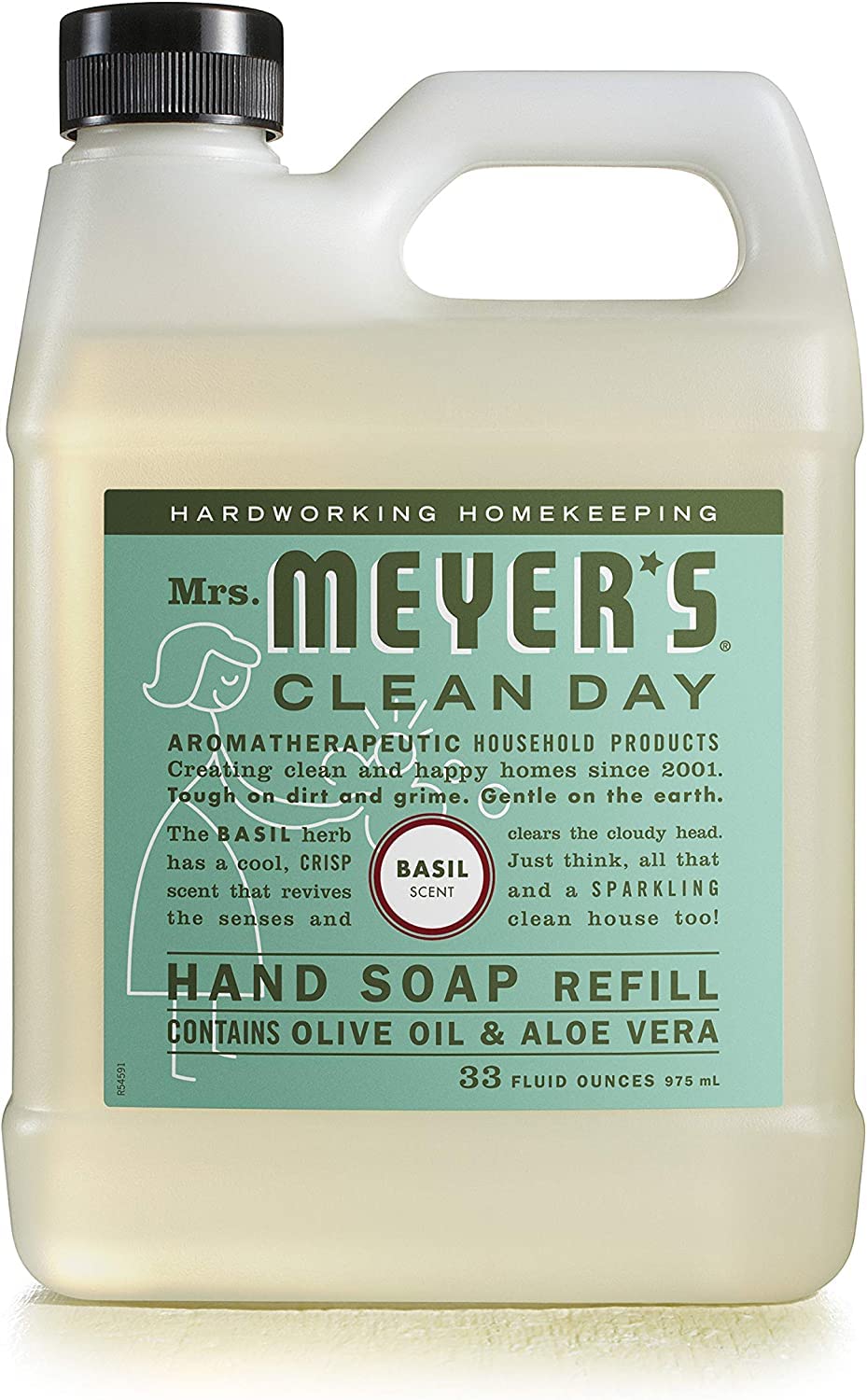 Mrs. Meyer's Clean Day Hand Soap Dispenser close-up with soap drop