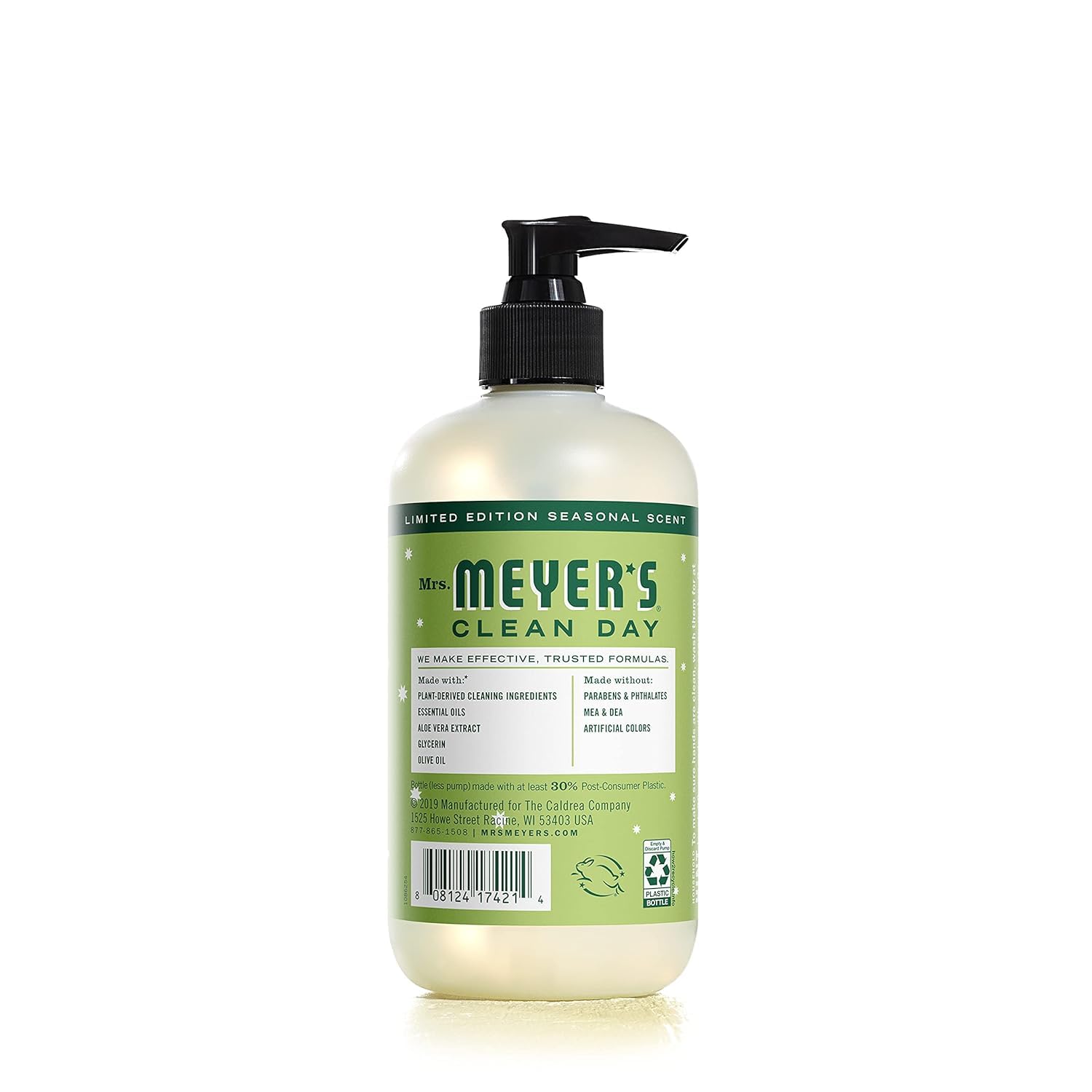 Mrs. Meyer's Clean Day hand soap foaming on hands, moisturizing during use