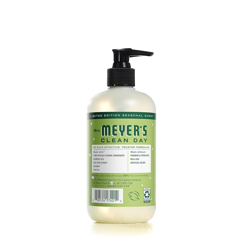 Mrs. Meyer's Clean Day hand soap foaming on hands, moisturizing during use
