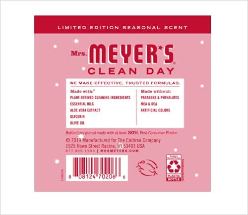 Mrs. Meyer's Clean Day peppermint soap ingredients including olive oil for gentle cleansing.