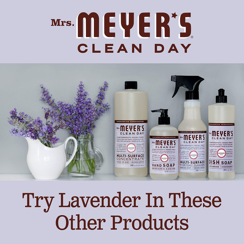 Mrs. Meyer's Clean Day lavender bottle on sink delivering garden-inspired scent.