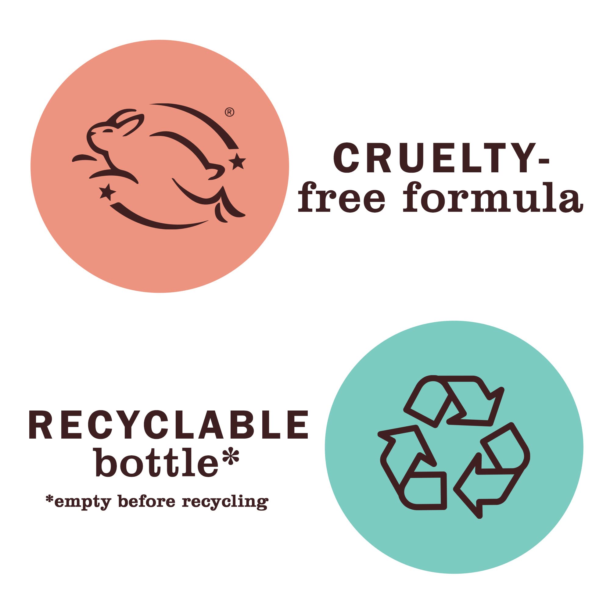 Mrs. Meyer's lavender Leaping Bunny seal on bottle indicating cruelty-free status.