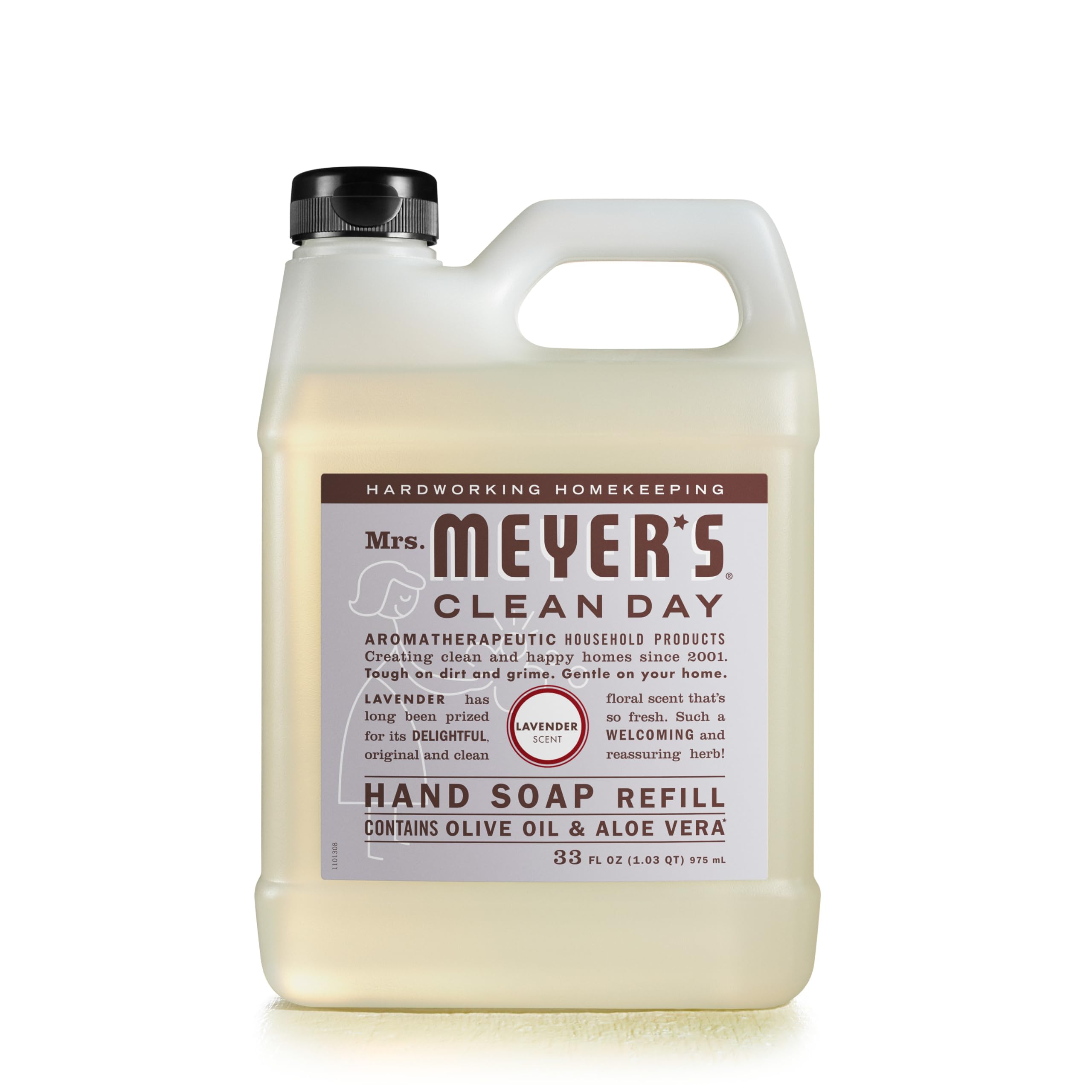 Mrs. Meyer's Clean Day lavender refill bottle ready for long-lasting hand cleansing.