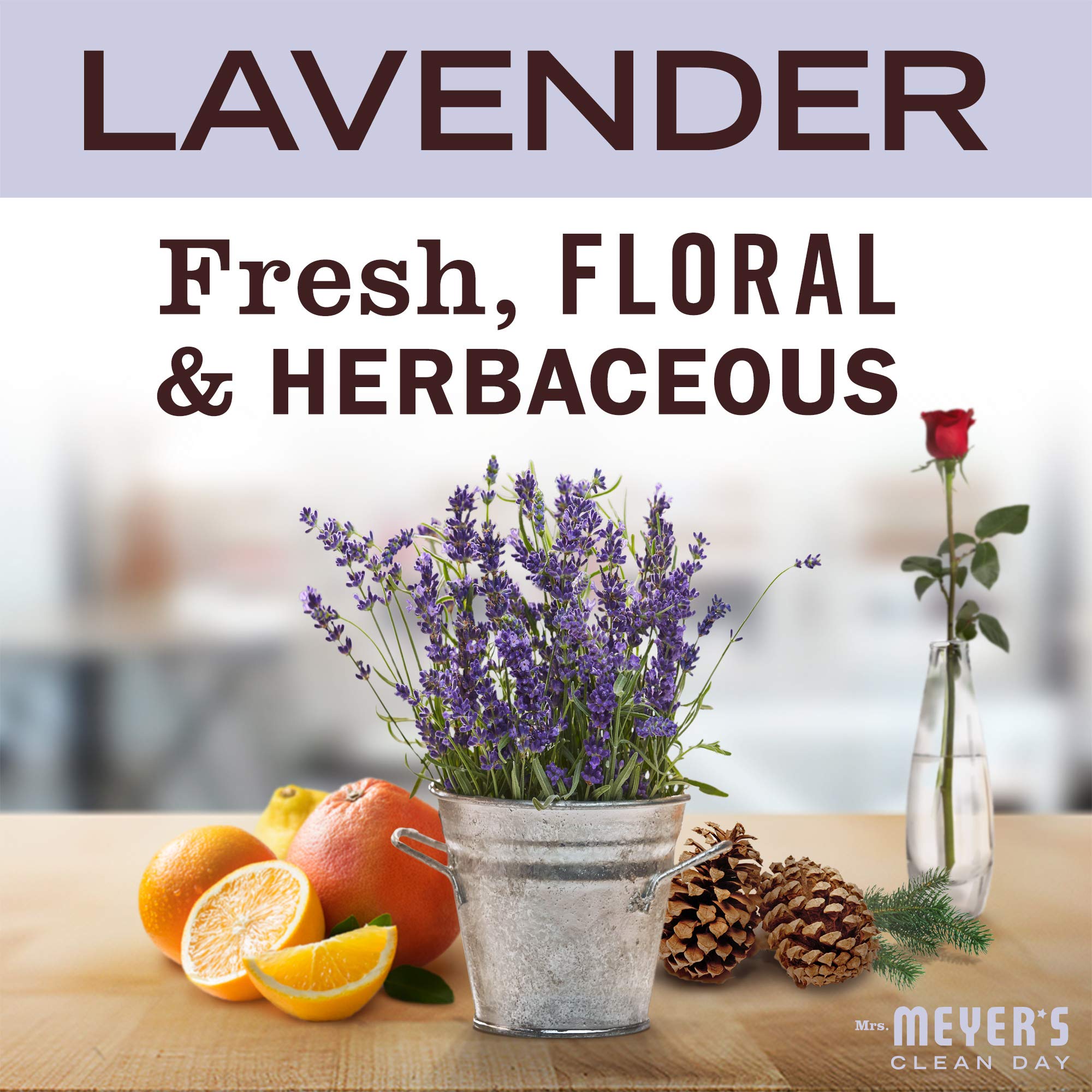 Mrs. Meyer's Clean Day lavender refill pour action for quick, efficient hand washing.