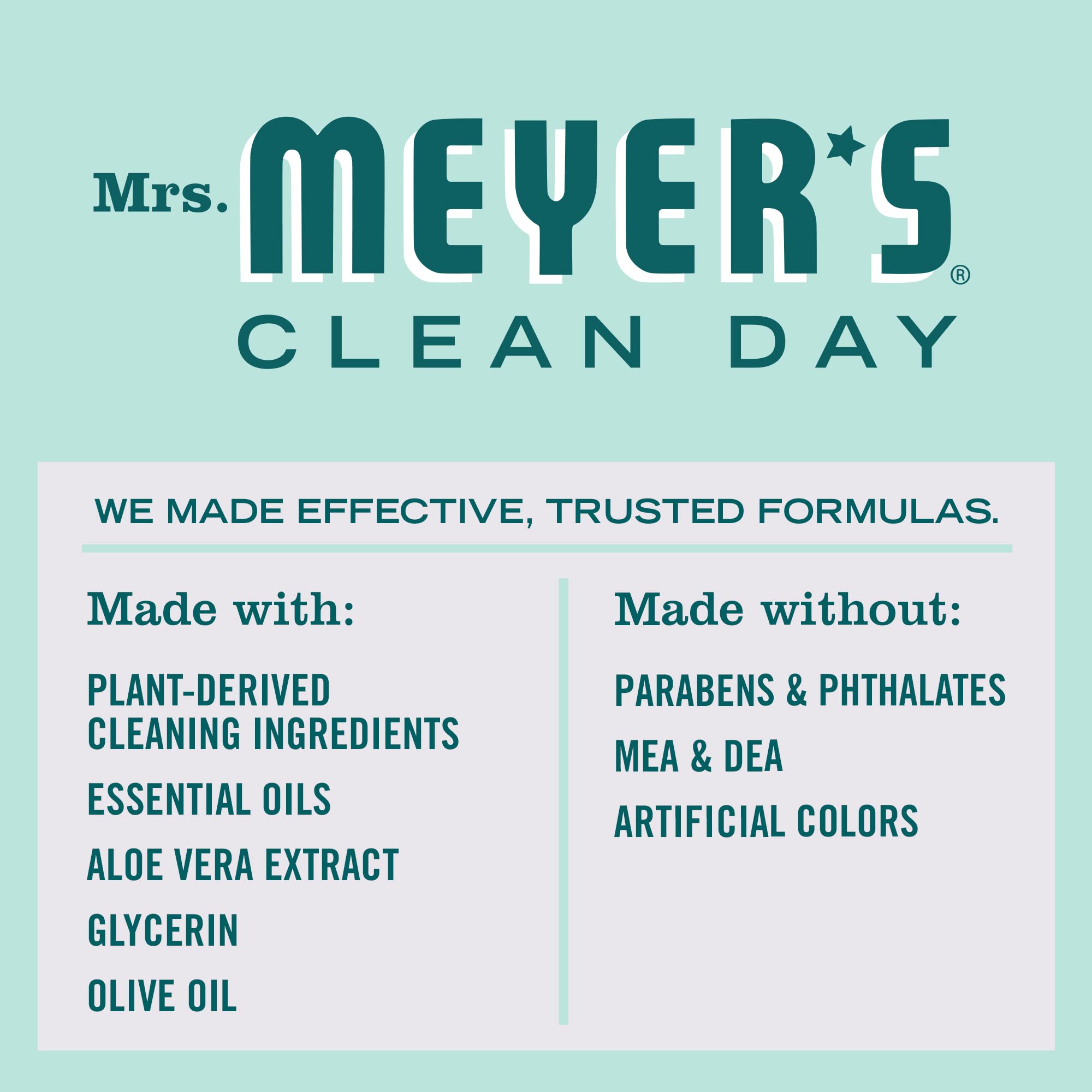 Mrs. Meyer's Mint pump-top emphasizes easy, quick hand washing.
