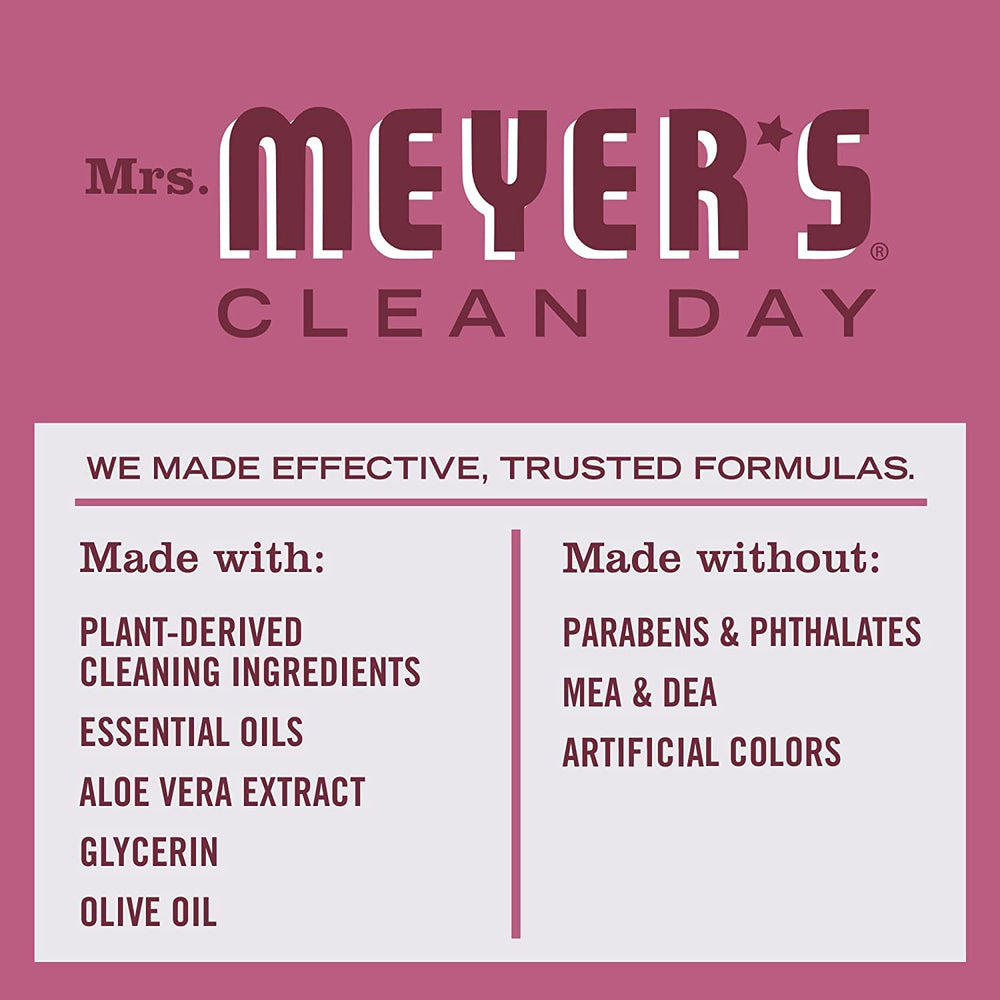 Mrs. Meyer's Clean Day foamy lather demonstrates moisturizing action for hardworking hands.