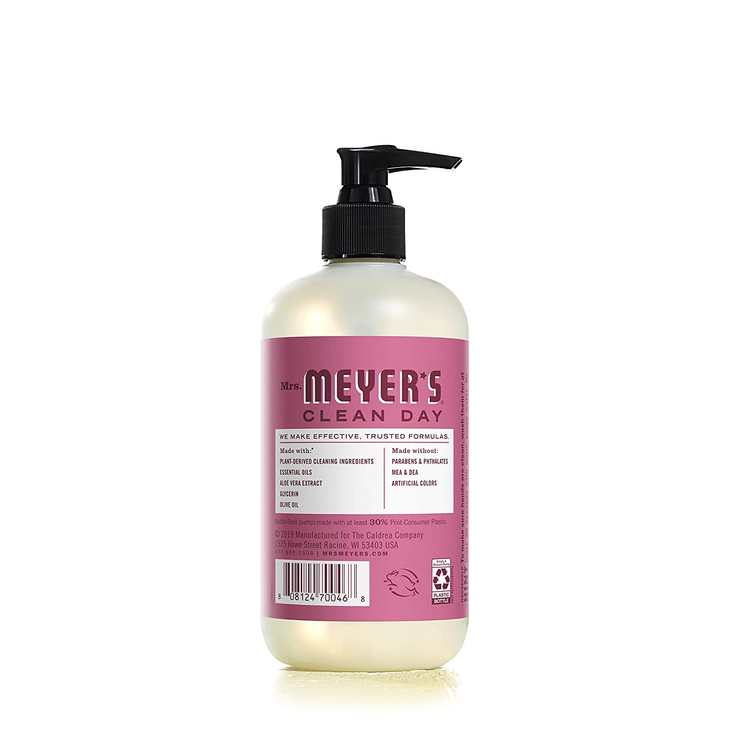 Mrs. Meyer's Mum label communicates cruelty-free and paraben-free formulas for everyday use.