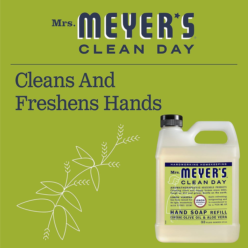 Mrs. Meyer's Clean Day ingredients closeup show olive oil and aloe for skin-friendly cleansing.