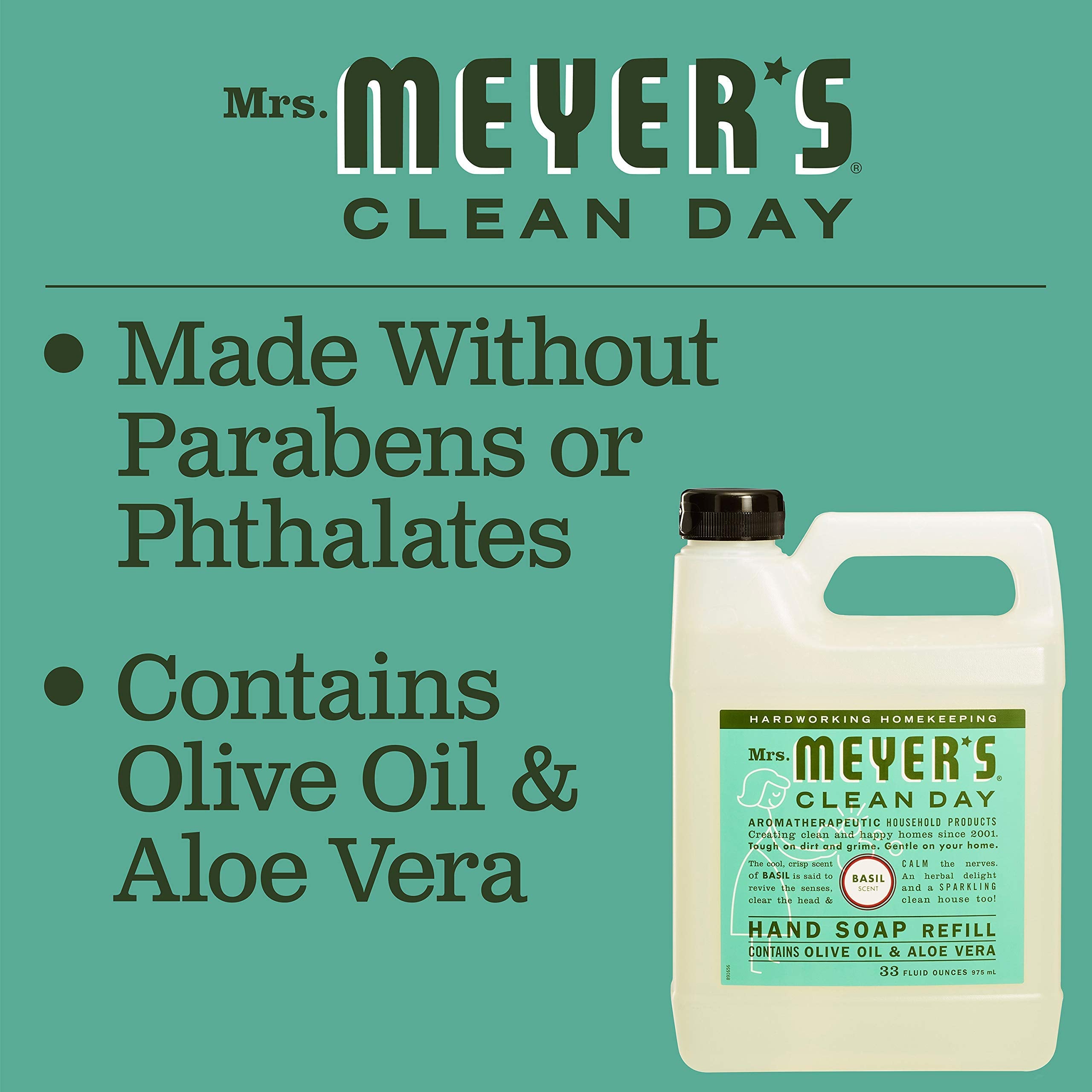 Kitchen counter scene with Lavender + Basil refill pack from Mrs. Meyer's