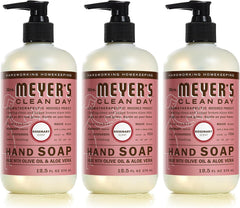 Mrs. Meyer's Clean Day Rosemary bottle highlights a refreshing, daily hand care scent