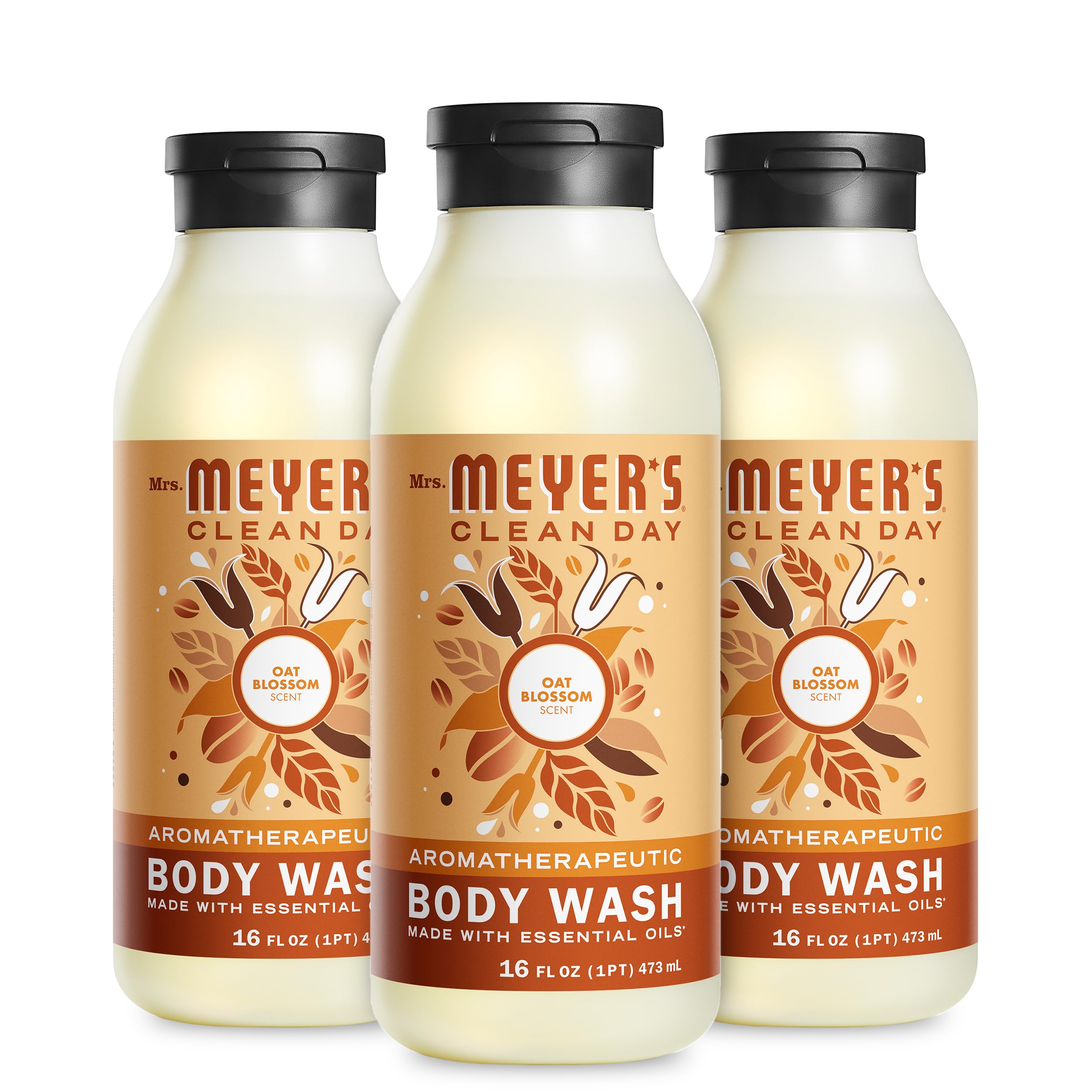 Mrs. Meyer's Clean Day moisturizing body wash bottle for daily gentle cleansing and soft skin
